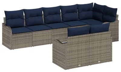 Immagine prodotto di Set da giardino composto da 8 pezzi, colore grigio, realizzato in rattan sintetico