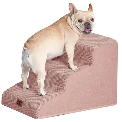 Produktbild von Hundetreppe 3 Stufen 40 cm Hoch Dunkelrosa