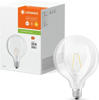 Zdjęcie produktu dla Żarówka LED Globe E27 G125 2,5W = 25W 250lm 2700K Ciepła 300° Filament LEDVANCE