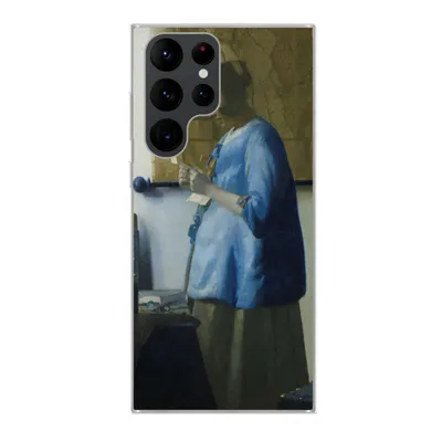 Produktbild von MuchoWow® Handyhülle Schutzhülle Hülle für Samsung Galaxy S22 Ultra Frau in Blau liest einen Brief - Gemälde von Johannes Vermeer Silikon Softcase Handy Hülle - Abbildung