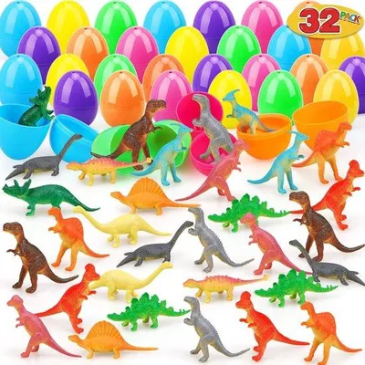 Image de Poupée de Pâques de 32 cm avec un dinosaure en peluche et un lapin de Pâques en rembourrage