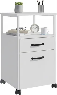 Produktbild von Rollbare Schubladenbox mit 2 Schubladen – Aktenablage – Aktenschrank – 66,5 x 42 x 44 cm – Weiß