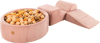Produktbild von MeowBaby® Spielplatz aus Schaumstoff 3-Element Schaumspielset mit Runde Bällebad, 200 Bälle, Kordsamt, Rosa: Beige/Gold/Platingold