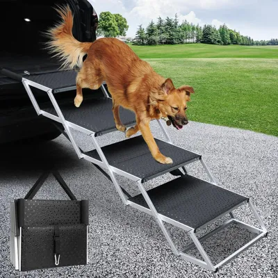 Produktbild von Hundetreppe 4 Stufen, faltbar, Aluminium, rutschfest, für große Hunde