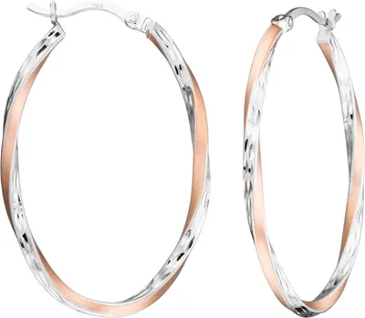 Produktbild von JOBO Creolen 925 Sterling Silber bicolor vergoldet teil matt Ohrringe