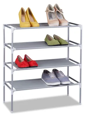Schuhregal stapelbar, 4 Etagen, 12 Paar, 68x62x28 cm, grau