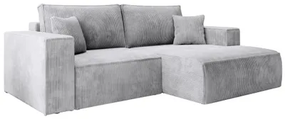 Produktbild von Selsey Farese Mini – Ecksofa mit Cordbezug, Schlaffunktion und Stauraum, Hellgrau, rechts