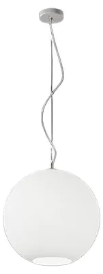 Image de Suspension En Verre Satiné 40 Cm, Structure En Métal Blanc, Douille E27, Design Moderne Pour Éclairage Intérieur De Haute Qualité Par Perenz.