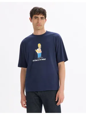 Produktbild von Celio T-Shirt mit Simpsons-Motiv, Größe S, Farbe Dunkelblau, aus 100% Baumwolle