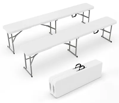 Produktbild von Klappbank 2er-Set Wetterfest Kunststoff 182 cm Weiß