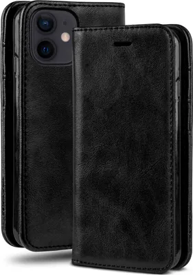 Produktbild von moex® Klapphülle kompatibel mit iPhone 12 mini - Hülle mit Kartenfach, Onyx Schwarz