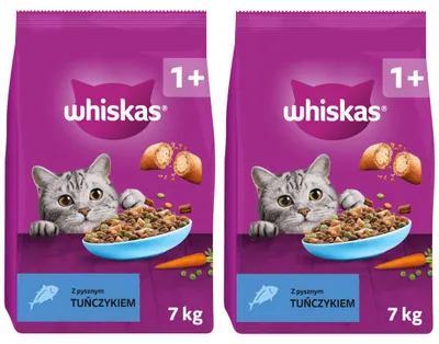 Zdjęcie produktu dla Whiskas Adult 2x7kg Sucha Karma Pełnoporcjowa Dla Dorosłych Kotów Z Tuńczykiem