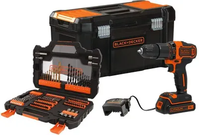 Obrázek produktu pro Black & Decker BDCHD18S1KA, Vrtačka s pistolovým držadlem, Černá, Oranžová, 1 cm, 1400 ot/min, 2,5 cm, 1 cm