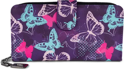 Produktbild von styleBREAKER Damen Geldbörse mit buntem Schmetterling Muster, Vintage Design, Reißverschluss, Portemonnaie 02040156