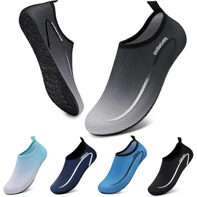 Zdjęcie produktu dla Buty do wody, buty do kąpieli, damskie i męskie, buty do pływania, buty plażowe, szybkoschnące, oddychające, buty do surfingu, uniseks, buty do pływania, czarne, szare, rozmiary 34-47 (EU)