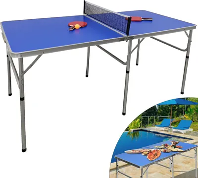 Image de Table de ping-pong Pliable Indoor Outdoor Jeu de ping-pong Table portable Bleu Table de ping-pong