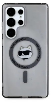 Produktbild von Karl Lagerfeld Button Choupette Head Printed Logo MagSafe - Samsung Galaxy S25 Ultra Hülle (Schwarz)