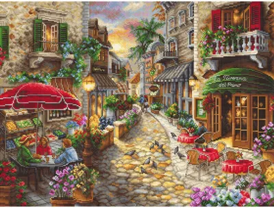 Produktbild von Letistitch Kreuzstich Set "Früherer Abend in Avola", Zählmuster, 44x33cm