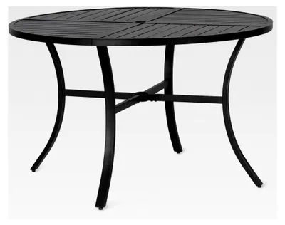 Produktbild von Runder Gartentisch 107 cm Wetterfest für Balkon und Terrasse mit Schirmloch