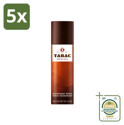 Immagine prodotto di 5 flaconi di deodorante antitraspirante spray Tabac Original, 200 ml - confezione risparmio - 5 pezzi