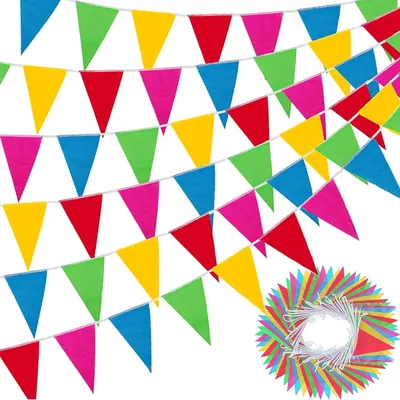 Produktbild von VIKY Wimpelkette Outdoor Wetterfest 100M Kinderzimmer Geburtstag Hochzeit