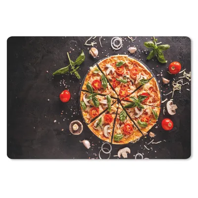 Produktbild von MuchoWow® Schreibtischunterlage Pizza - Gemüse - Kräuter - Küche - Industrie 60x40 cm - XXL Mauspad - Großes Mauspad