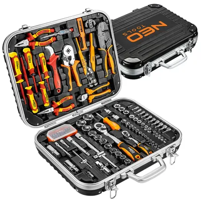 Produktbild von NEO TOOLS Werkzeugset für Elektriker 108-tlg. Professioneller Werkzeugkoffer