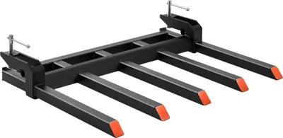 Imagen del producto de Horquillas para recoger escombros que se sujetan a una cubeta de 122 cm (48 pulgadas), con una capacidad de 1180 kg (2600 libras).  Horquillas robustas para palets que se sujetan, diseñadas para cubetas y adaptables a cargadoras, tractores con retroexcavadora y otros equipos para la limpieza de ramas caídas, escombros o residuos de jardín