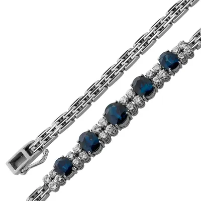 Produktbild von Saphir Armband Weissgold 750 18K Saphire 5.5ct Brillanten 0.92ct 19