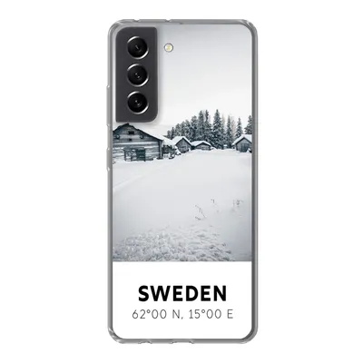 Produktbild von MuchoWow® Handyhülle Schutzhülle Hülle für Samsung Galaxy S21 FE Schweden - Schnee - Bäume Silikon Softcase Handy Hülle - Mobiltelefonhülle