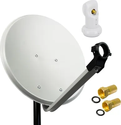 Produktbild von PremiumX SAT Anlage 45cm Antenne Hellgrau Single LNB weiß 2x F-Stecker