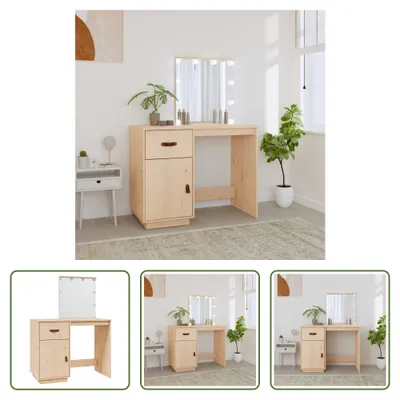 Image de The Living Store Coiffeuse avec LED 95x50x133,5 cm pin massif