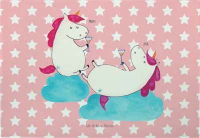 Produktbild von Mr. & Mrs. Panda Servierplatte Einhorn Sekt - Rot Pastell - Geschenk, Party, Glasschneidebrett, Schneideunterlage, Freundin, Unicorn, Schneidebrett, BFF, Beste, Hackbrett