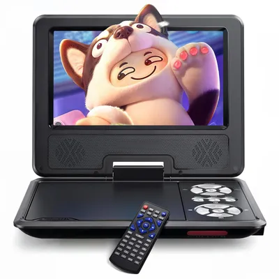 Image de Lecteur DVD portable WOLFANG de 9,5 pouces pour enfants, idéal pour les voyages en voiture, avec écran HD noir de 7,5 pouces