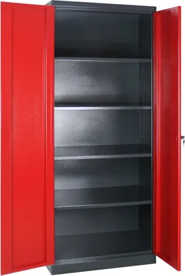 Produktbild von ADB Stahlschrank L mit 4 Fachböden (BxHxT) 780 x 1920 x 380 mm Anthrazitgrau / Feuerrot