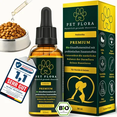 Produktbild von Probiotika für Hunde & Katzen (Tropfen 50 ml) - Flüssiges Probiotikum für Darmflora, Verdauung, Grasfressen & empfindliche Mägen- Germany