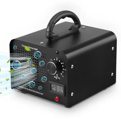 Image de Générateur d'ozone - Purificateur d'air - 60 000 mg/h - 220 V (norme européenne) - Avec batterie - Indicateur de température et d'humidité - Pour éliminer les odeurs de fumée et d'animaux domestiques