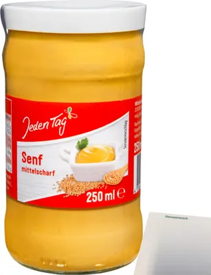 Produktbild von Jeden Tag Senf Mittelscharf (250ml Glas) + usy Block
