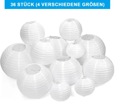 Produktbild von 36 Stück Weiß Papier Laterne Papier Lampions outdoor Papierlaterne Lampenschirm 9 X 15 20 25 30cm (ohne LEDs) Hochtzeit Party Deko