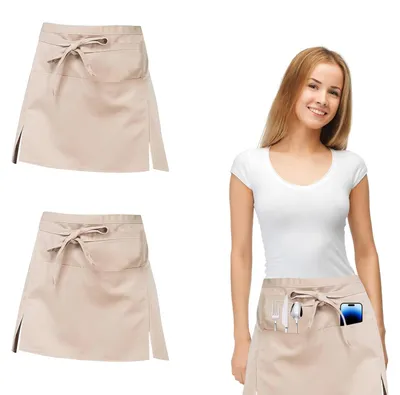 2er-Pack Taillenschürzen, 37x25 cm, Polyester, Khaki, 3 Taschen, unisex