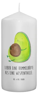 Produktbild von Mr. & Mrs. Panda Kerze Avocado Pfeifen 15 x 7 cm - Weiß - Geschenk, Schwanger, Abnehmen, Diät, Erinnerungskerze, Blockkerze, Ernährung, Bedruckte, Stumpenkerze