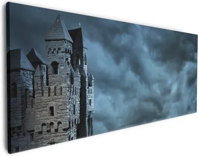 Produktbild von Wallario Premium Leinwandbild Altes Geisterschloss in Größe 60 x 150 cm