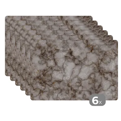 Obrázok produktu pre MuchoWow® Podložky Sada 6 podložiek Umývateľné podložky 30x45x0.3cm Mramor - čierna - zlatá Podložka pod stôl Nekĺzavá a odolná voči teplu