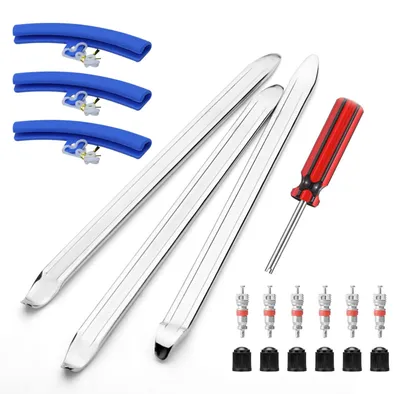 Produktbild von Bandschmiedewerkzeug-Set, 19-teilig, 30 cm Radmutternlöser mit Felgenschutz und Ventileinsätze