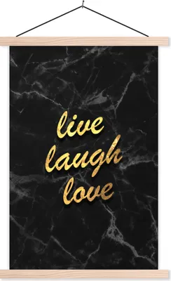 Produktbild von MuchoWow® Textilposter Zitat - Leben - Liebe - Gold - Marmor 120x180 cm mit holzfarbenen Rahmen - Textil-Plakat