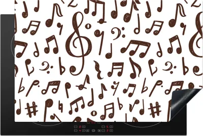 Produktbild von KitchenYeah© Herdabdeckplatte Musiknoten - Muster - Musik , 81x52cm, Küche Deko, Glaskeramikkochfeld Herdabdeckung, Abdeckplatte fùr Kochfeld