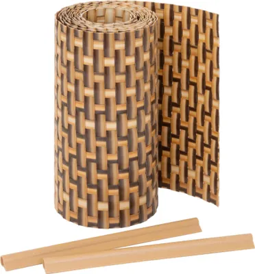 Produktbild von Jardinion Sichtschutzstreifen Rattan Optik 250 x 19cm Hellbraun inkl. 2 Befestigungsclips Sichtschutz Rattan, Balkon Sichtschutz, Terrassen- und Gartenzaun Sichtschutz