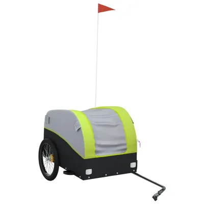 Image de vidaXL Remorque vélo noir et vert 45 kg Fer