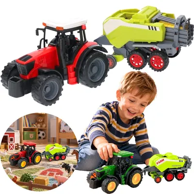 Zdjęcie produktu dla Traktor Ciągnik Rolniczy Z Maszyną Prasą Do Słomy Farma Rola