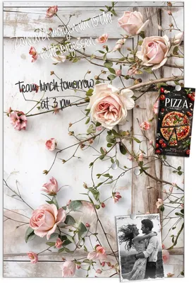 Produktbild von Magnettafel 60x90cm Pinnwand Whiteboard beschreibbar - Rosenblüten Eleganz